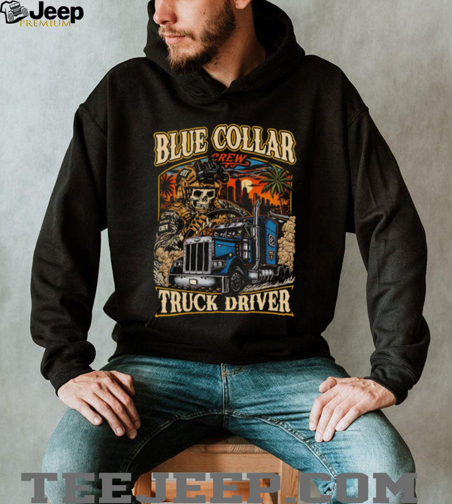 Blue Collar Crew Truck Driver Skull Heavy Duty T Shirt