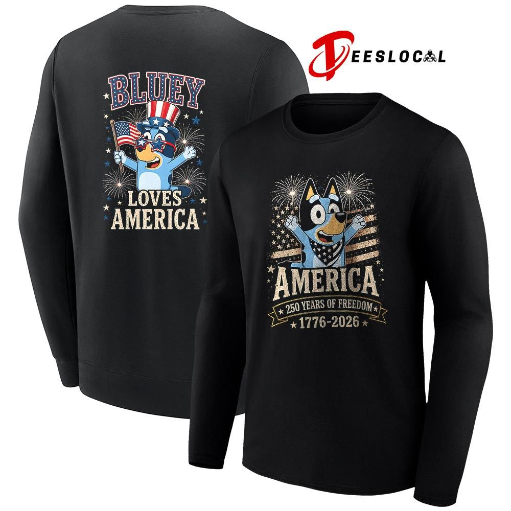 Blue Dog America 250 years of freedom loves America shirt