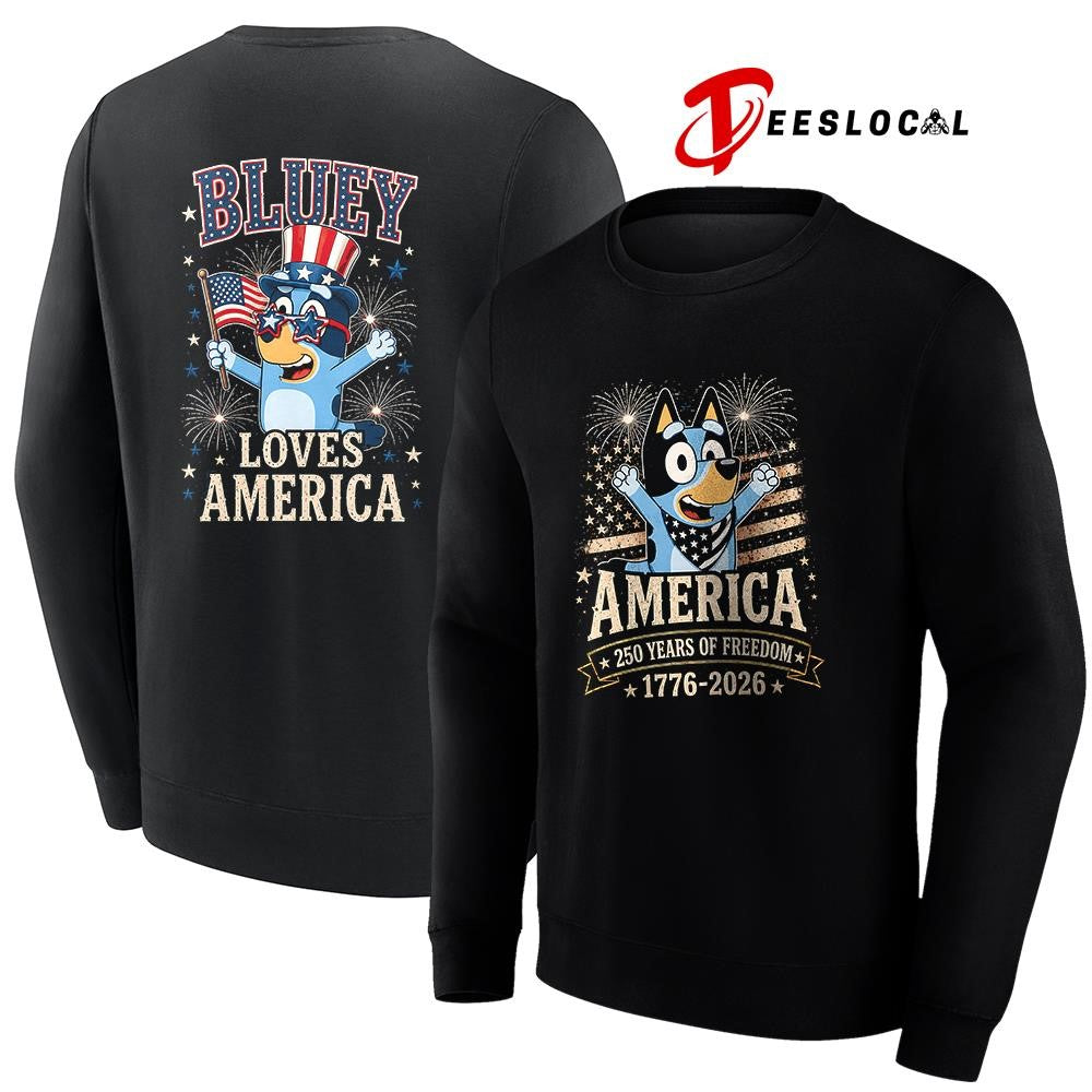 Blue Dog America 250 years of freedom loves America shirt