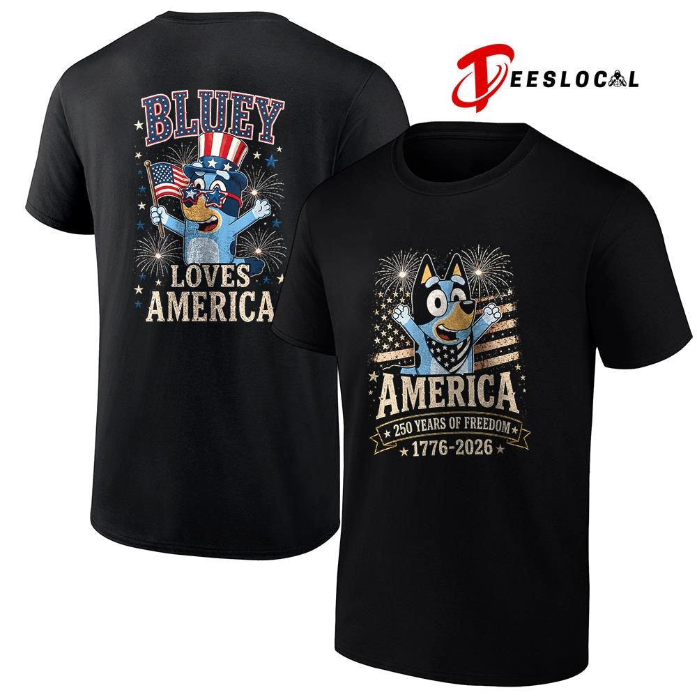 Blue Dog America 250 years of freedom loves America shirt