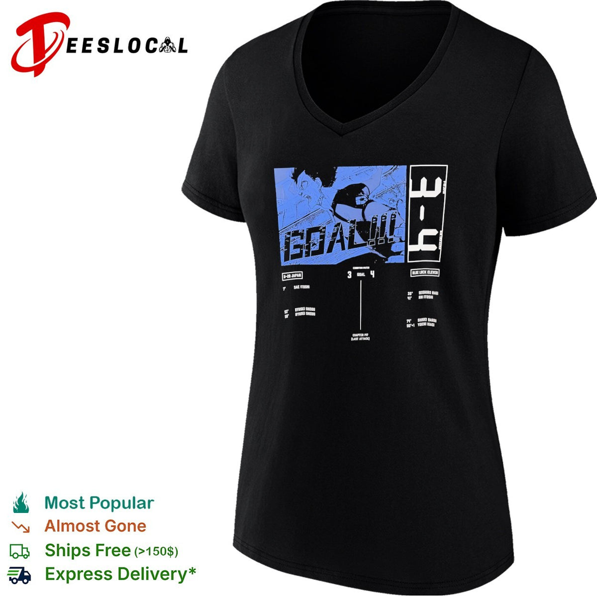 Blue Lock Eleven Yoichi Isagi U 20 Japan Goal 3 4 Chapter 147 Last Attack Anime shirt