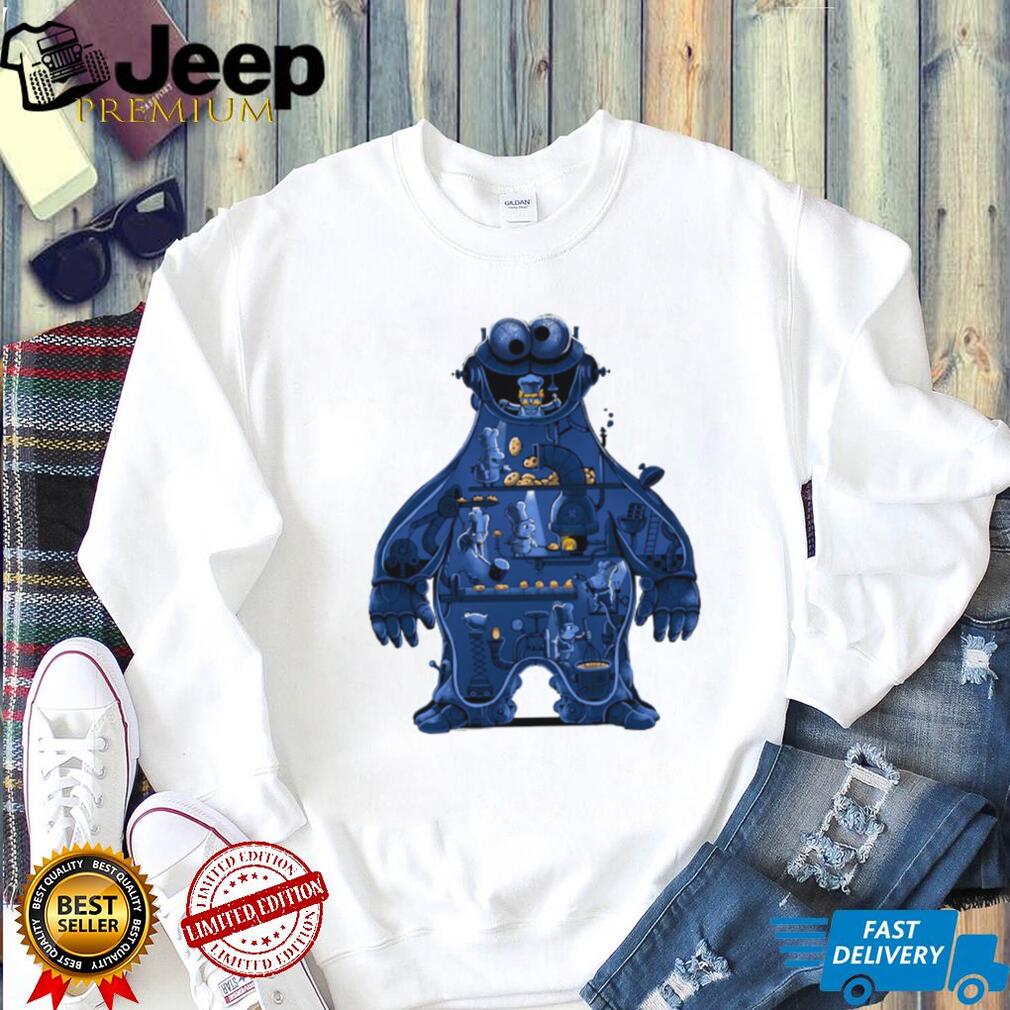 Blue Monster Cookie Factory Schematic Graphic T Shirt