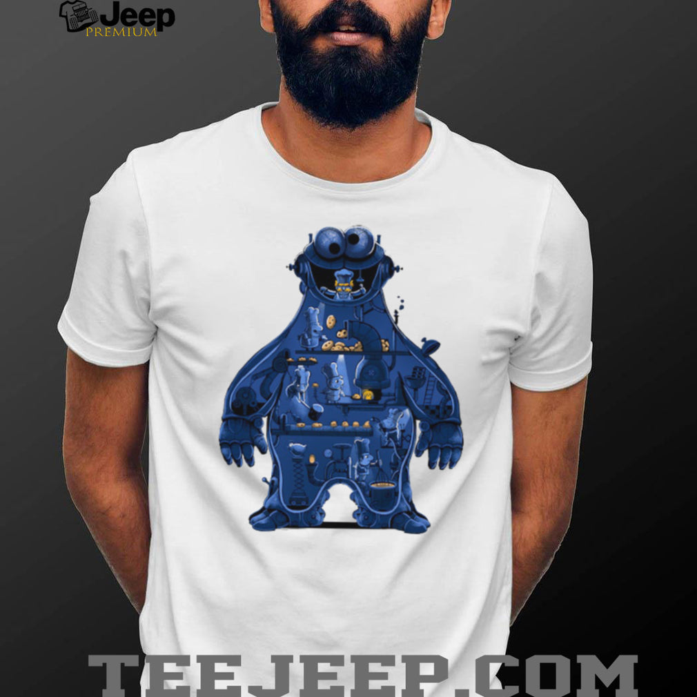 Blue Monster Cookie Factory Schematic Graphic T Shirt