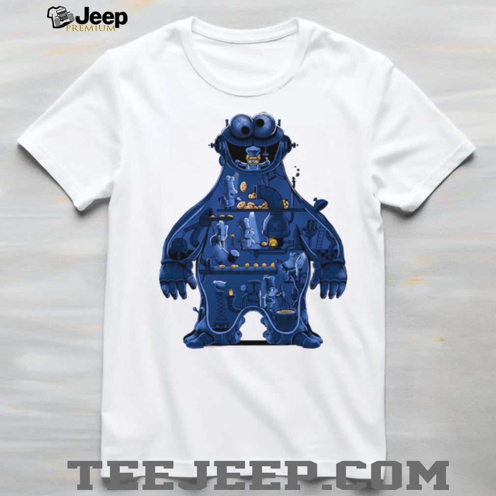 Blue Monster Cookie Factory Schematic Graphic T Shirt