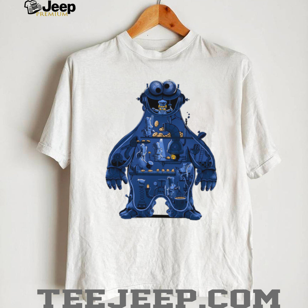 Blue Monster Cookie Factory Schematic Graphic T Shirt