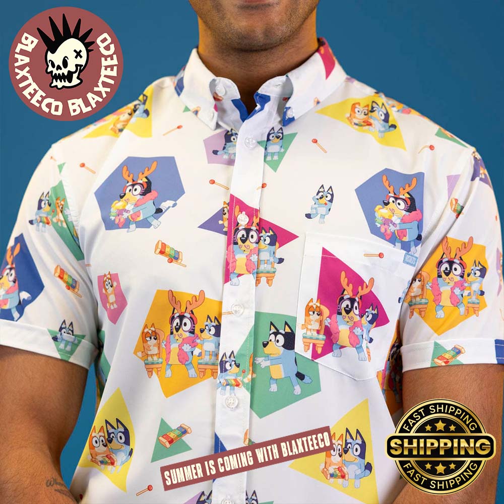 Bluey RSVLTS Magic Xylophone Button Short Sleeve Hawaiian Shirt