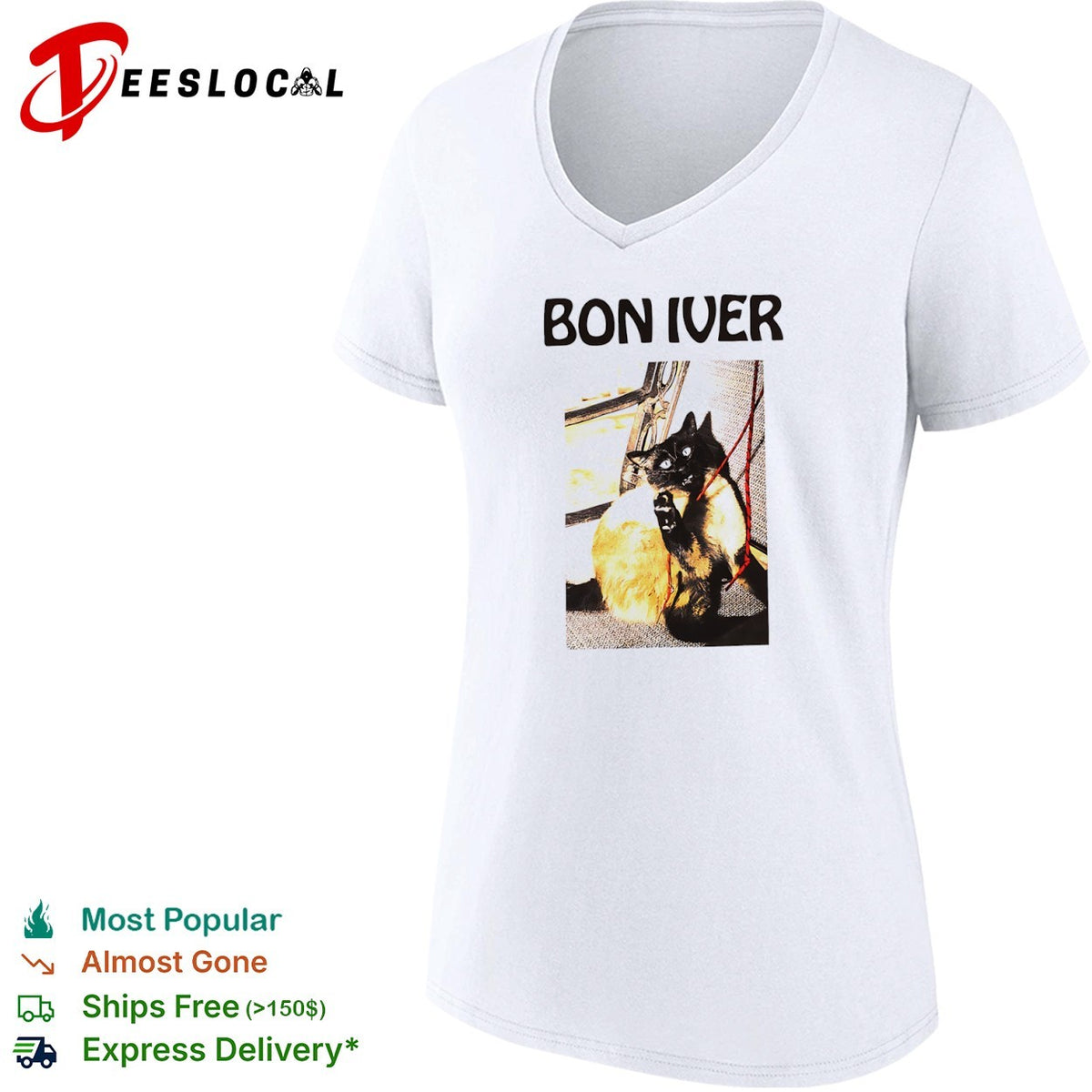 Bon Iver Cat Graphic shirt