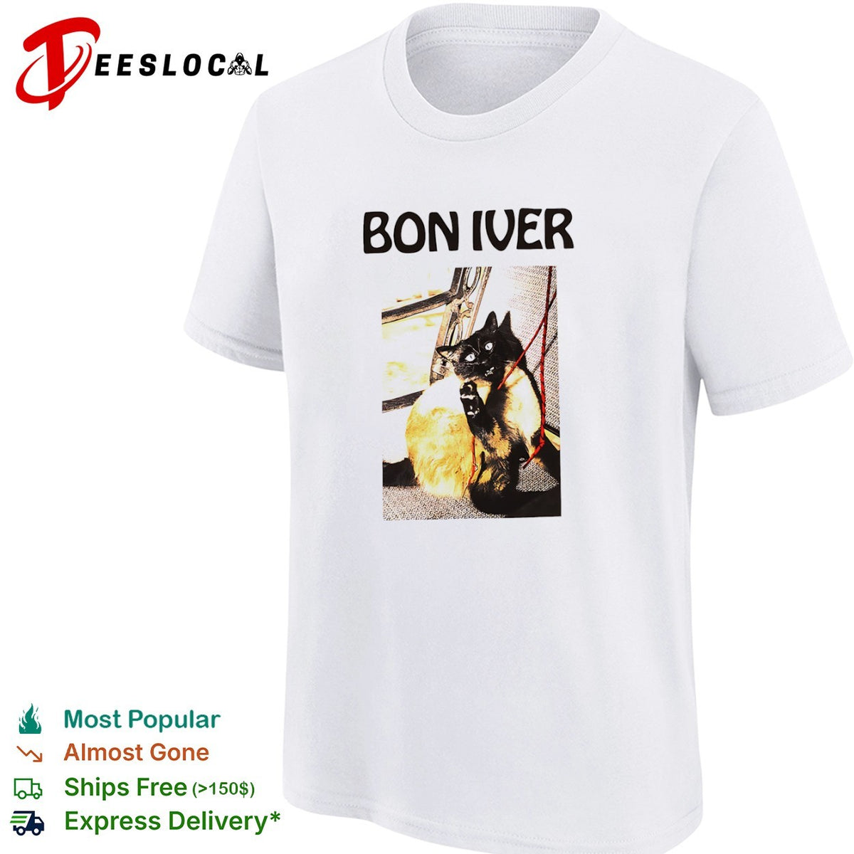 Bon Iver Cat Graphic shirt