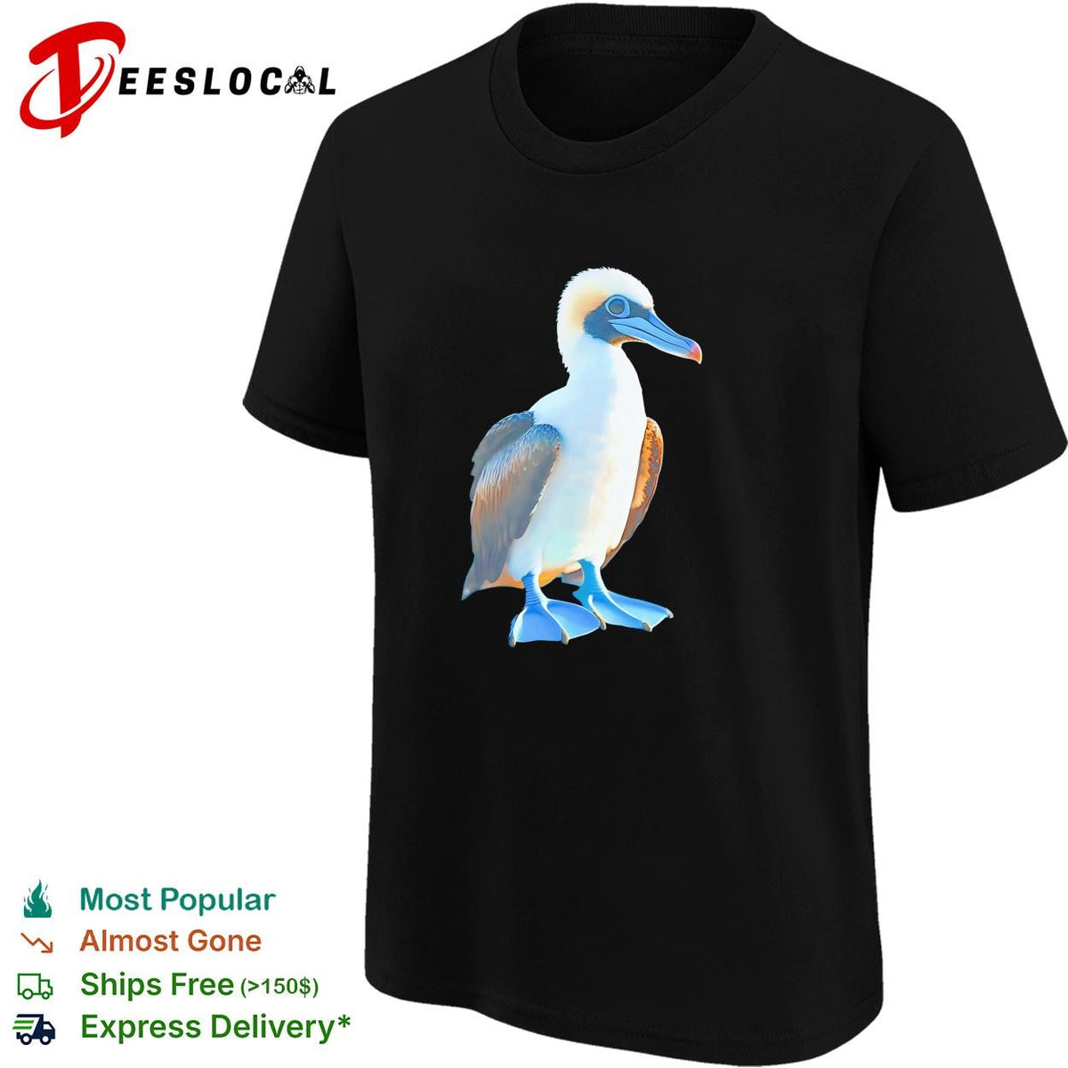 Booby seabird close-up photo realistic art shirt