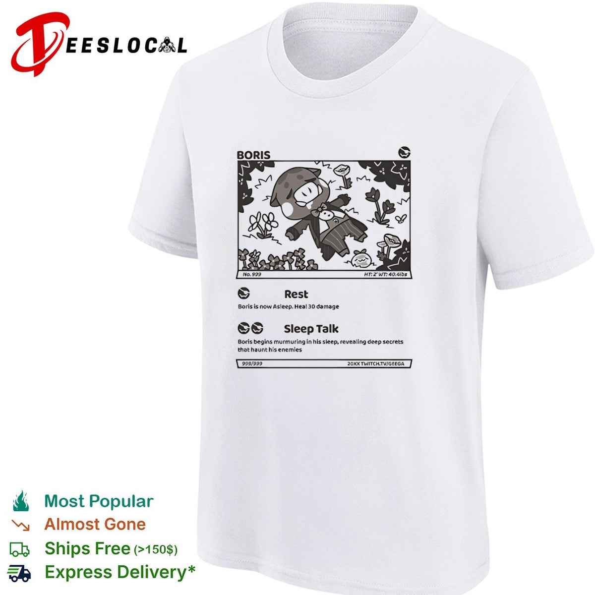 Boris Trading Card Game Design Rest Sleep Talk 20XX Shirt