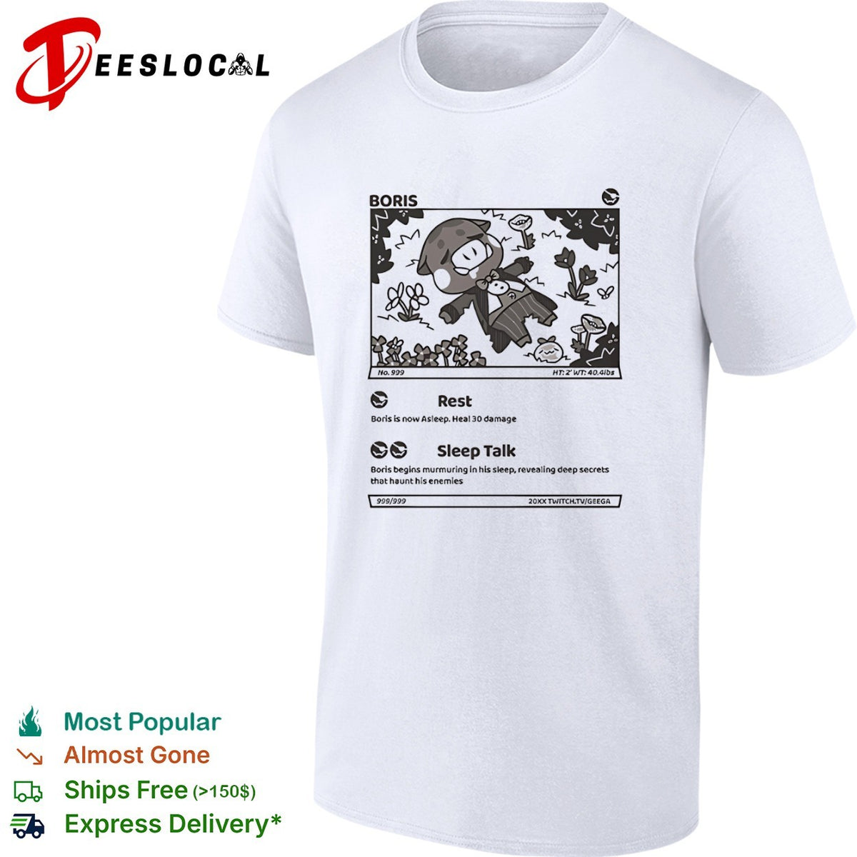 Boris Trading Card Game Design Rest Sleep Talk 20XX Shirt