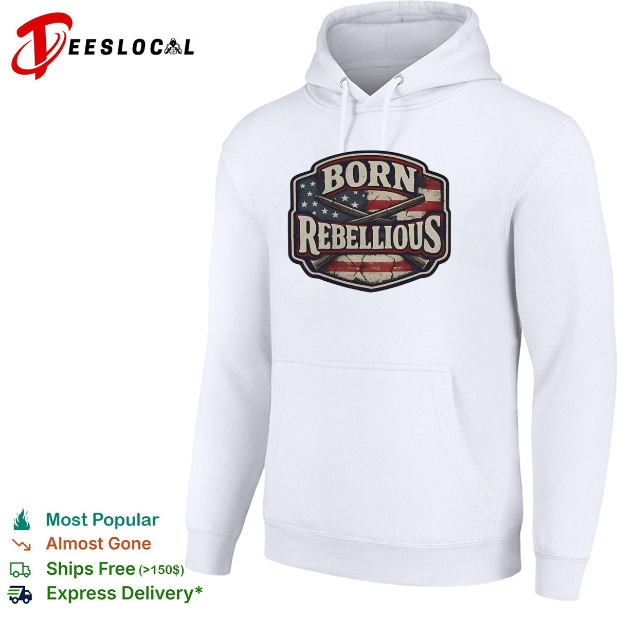 Born Rebellious American Flag and Musket Patriotic shirt