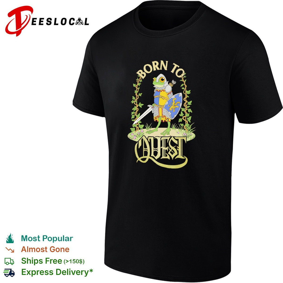 Born to Quest Frog Knight Fantasy Medieval Warrior Medieval Fantasy Action shirt