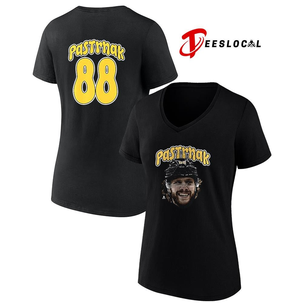 Boston Bruins David Pastrnak portrait name and number shirt