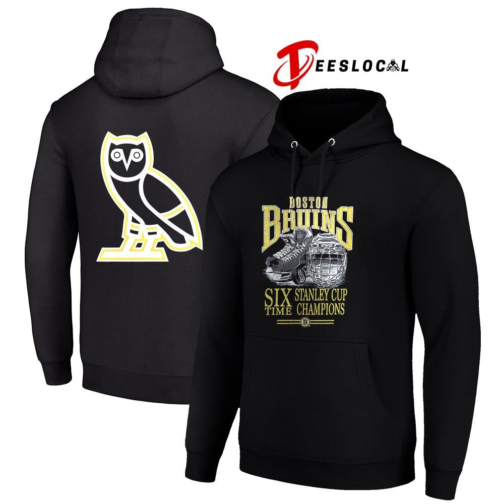 Boston Bruins OVO x NHL six time Stanley Cup champions graphic shirt