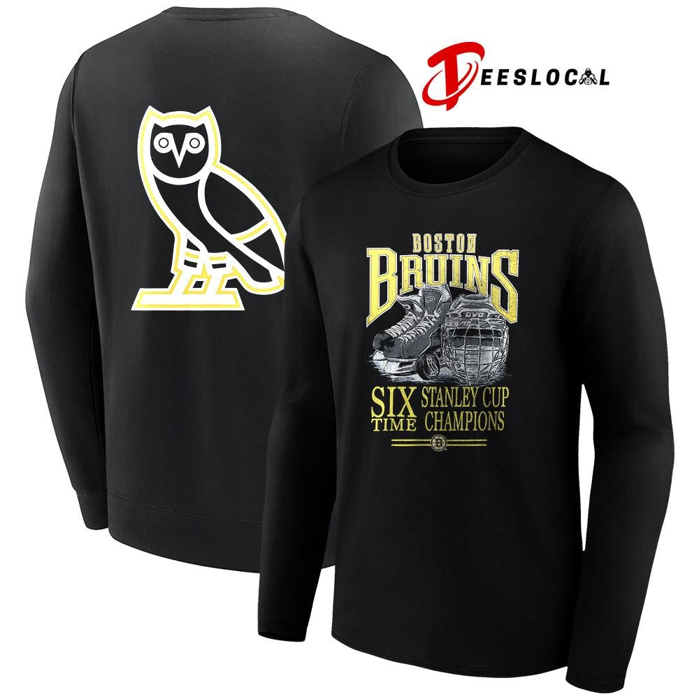 Boston Bruins OVO x NHL six time Stanley Cup champions graphic shirt