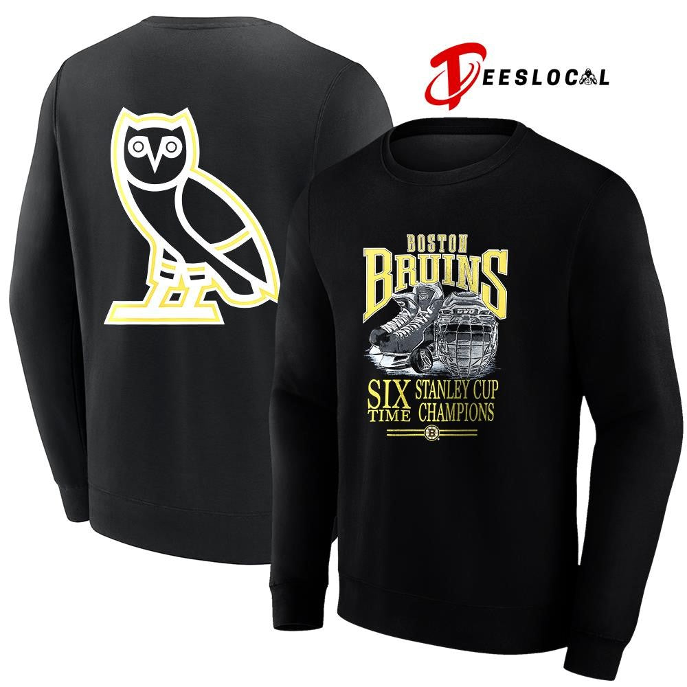 Boston Bruins OVO x NHL six time Stanley Cup champions graphic shirt