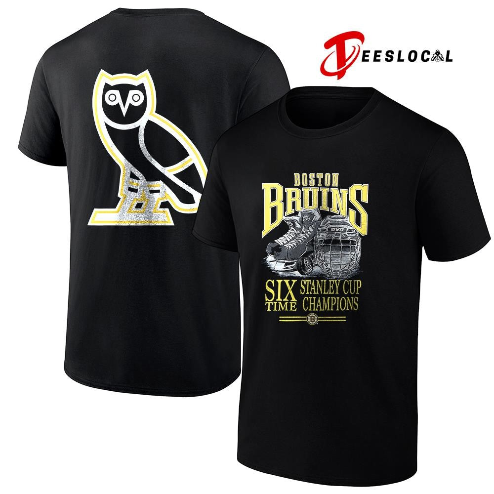 Boston Bruins OVO x NHL six time Stanley Cup champions graphic shirt