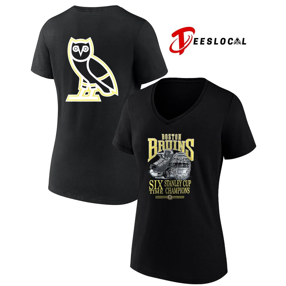 Boston Bruins OVO x NHL six time Stanley Cup champions graphic shirt