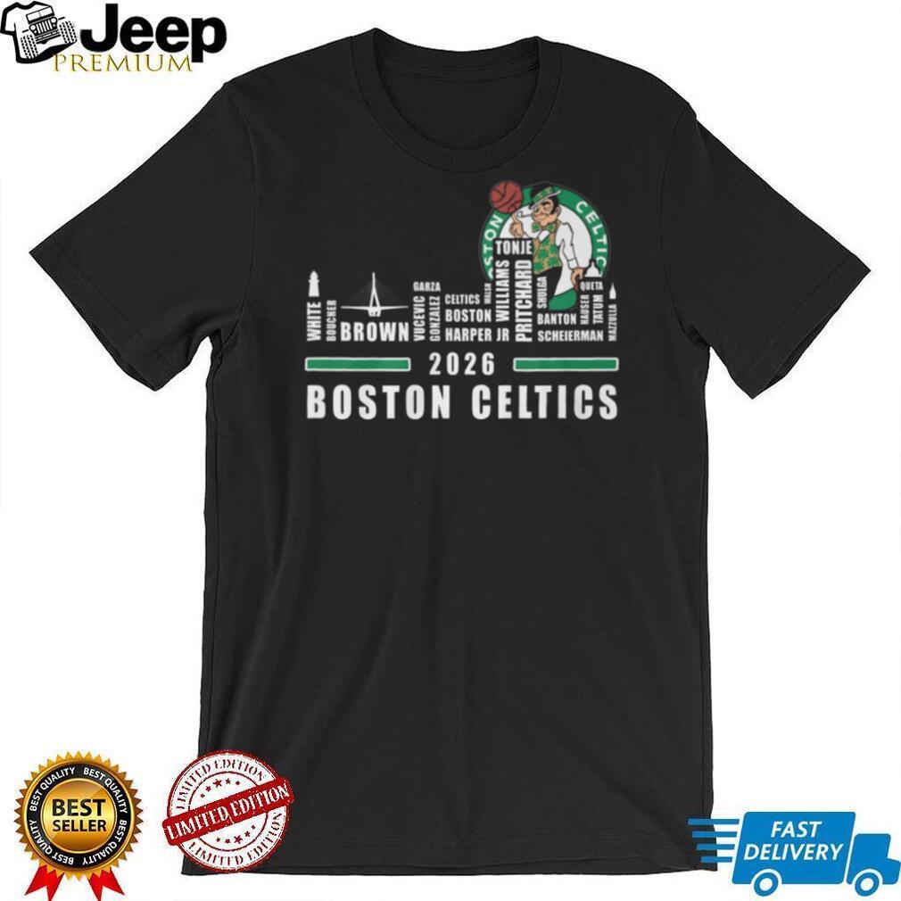 Boston Celtics 2026 Team Roster Skyline Basketball Fan T Shirt
