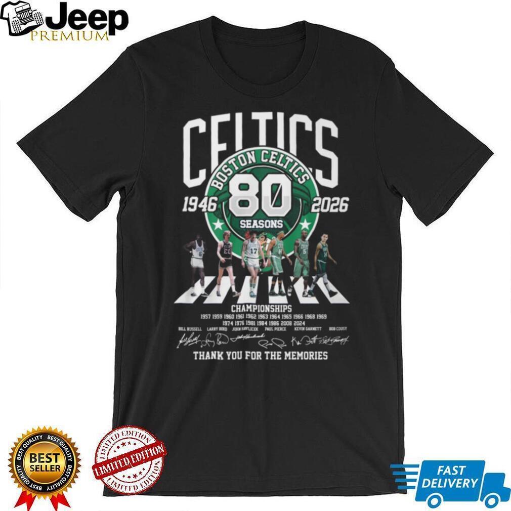 Boston Celtics 80 Seasons 1946 2026 Championships Abbey Road T Shirt