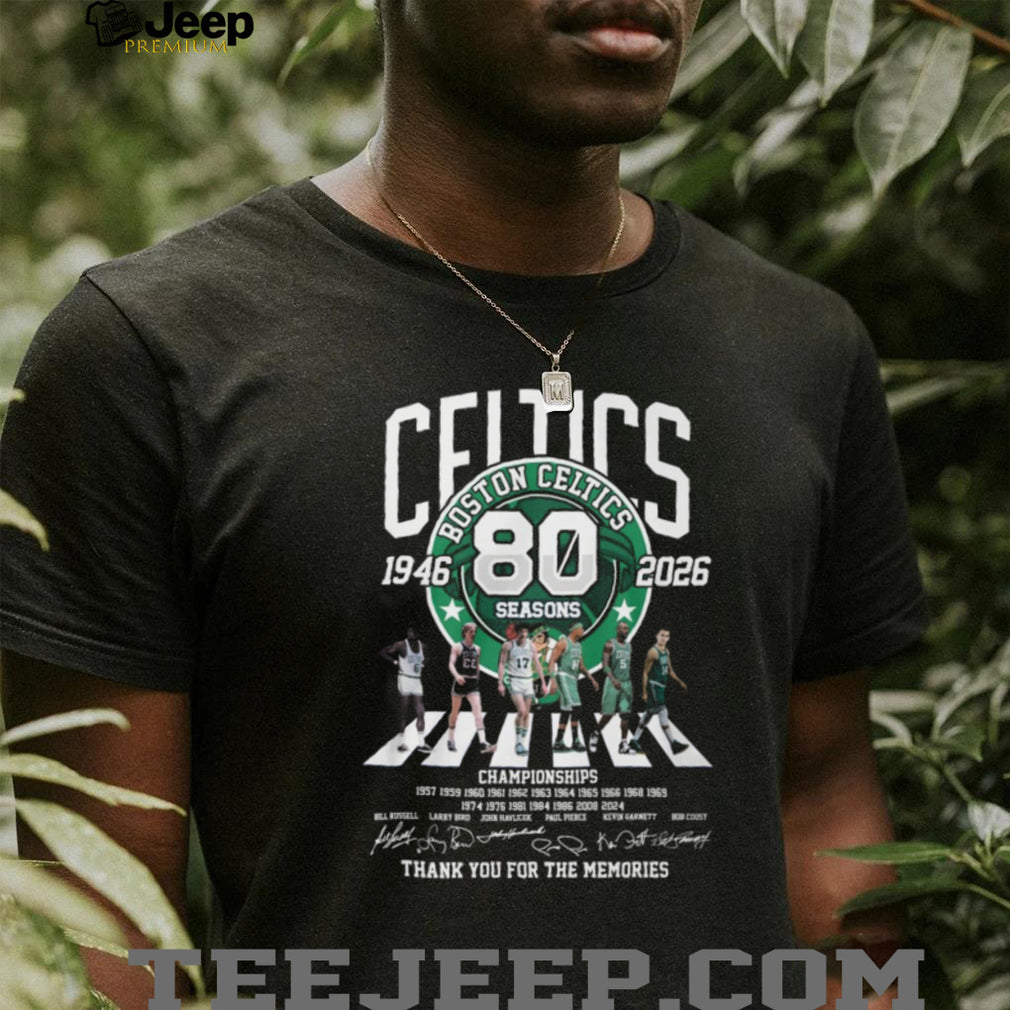 Boston Celtics 80 Seasons 1946 2026 Championships Abbey Road T Shirt