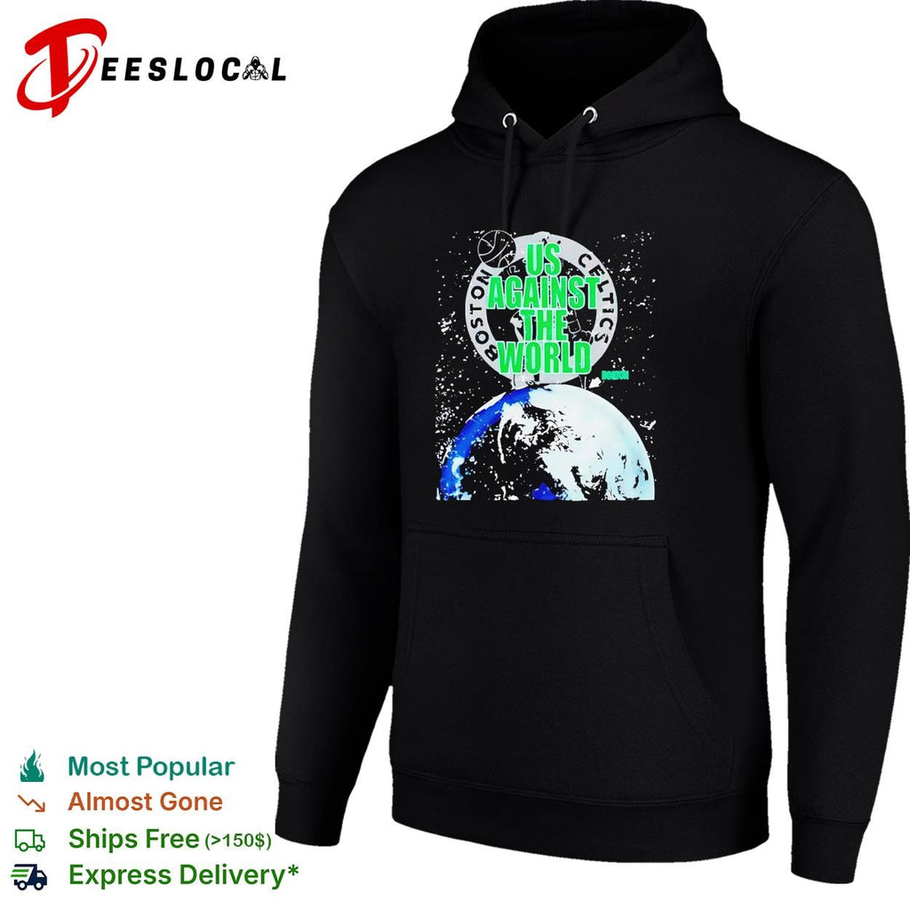 Boston Celtics us against the world earth globe space background shirt