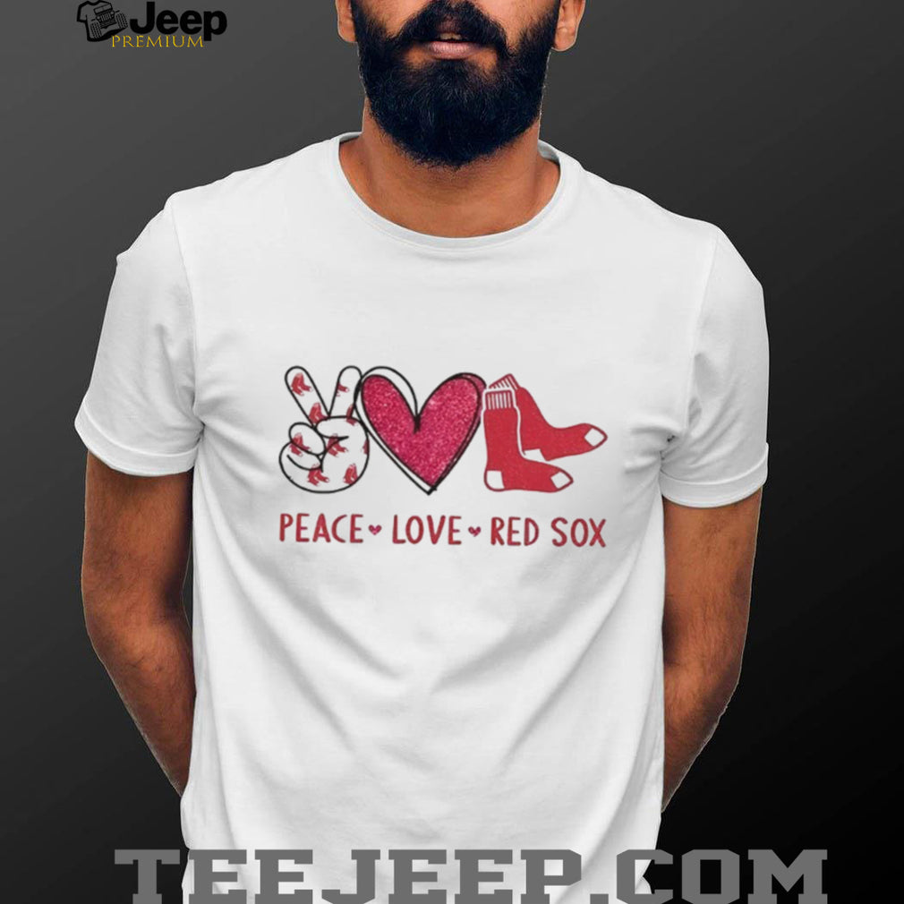 Boston Red Sox Peace Love Red Sox Baseball Logo T Shirt