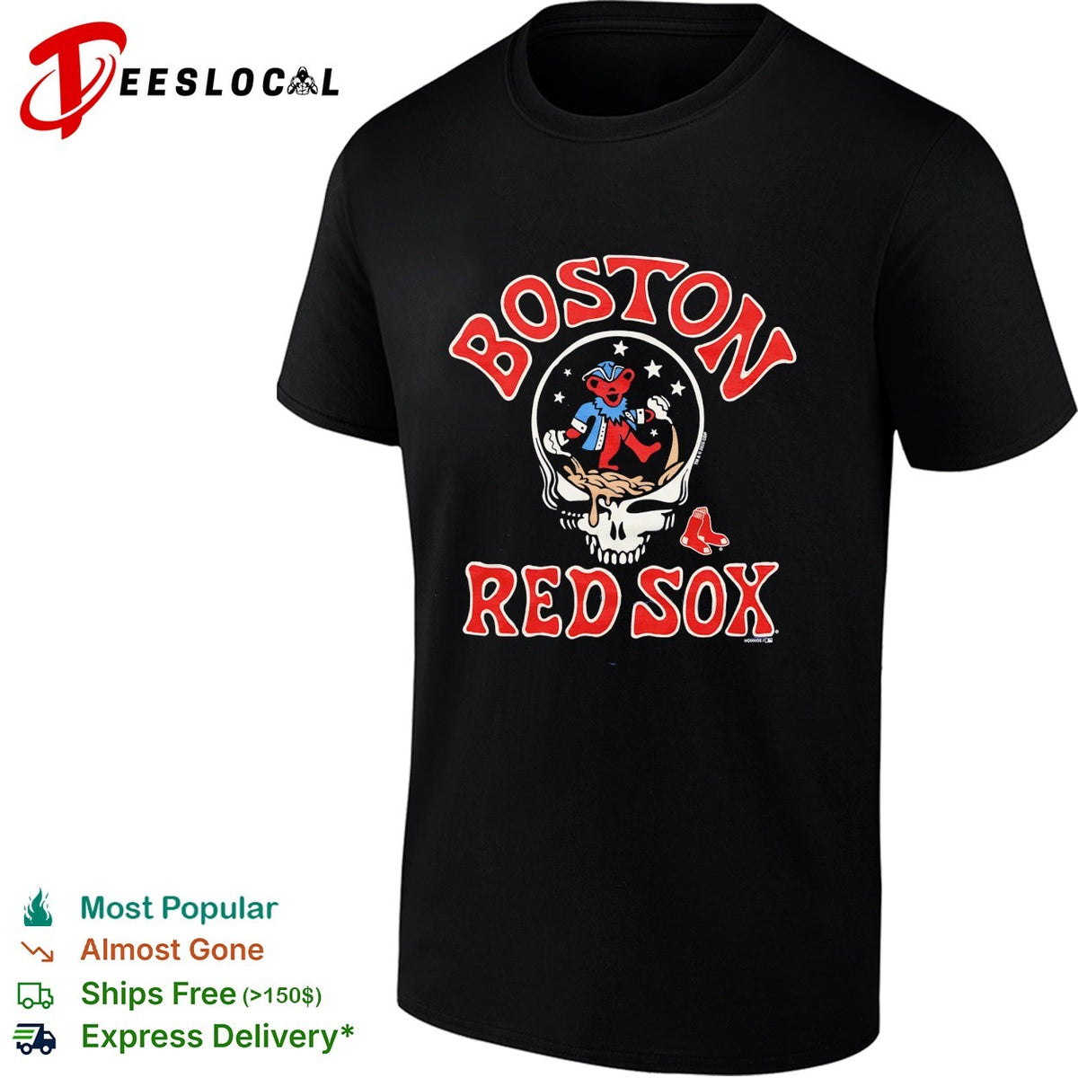 Boston Red Sox x Grateful Dead skull jester MLB graphic shirt
