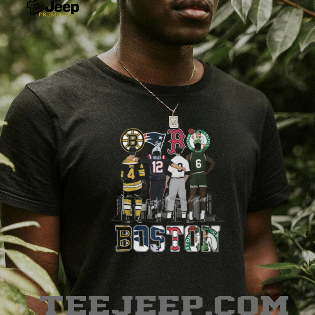 Boston Sports Icons Legends Back View Skyline T Shirt