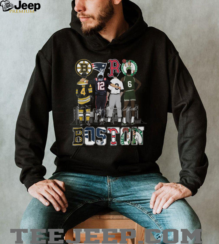 Boston Sports Icons Legends Back View Skyline T Shirt