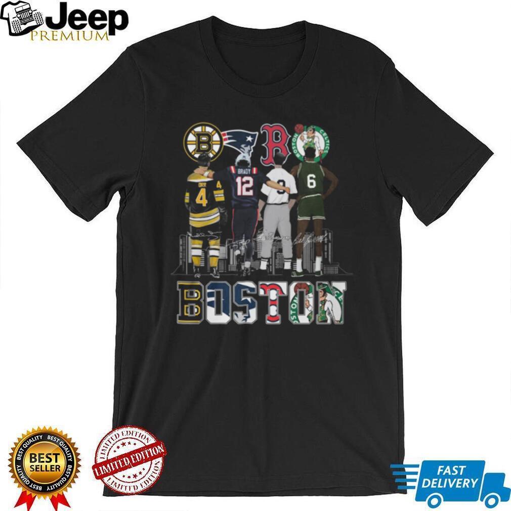 Boston Sports Icons Legends Back View Skyline T Shirt