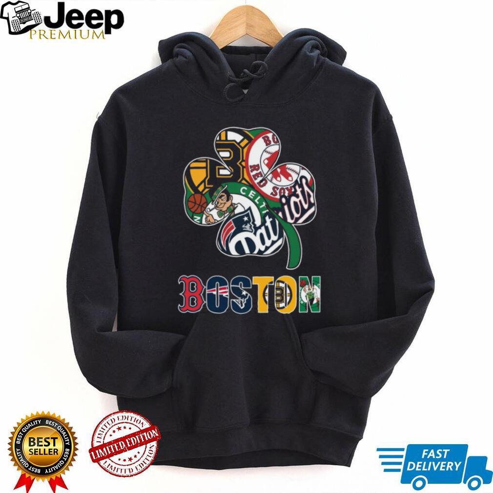 Boston Sports Shamrock Four Leaf Clover Teams Logo T Shirt