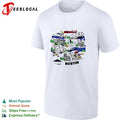 Boston city skyline collage landmarks vintage shirt