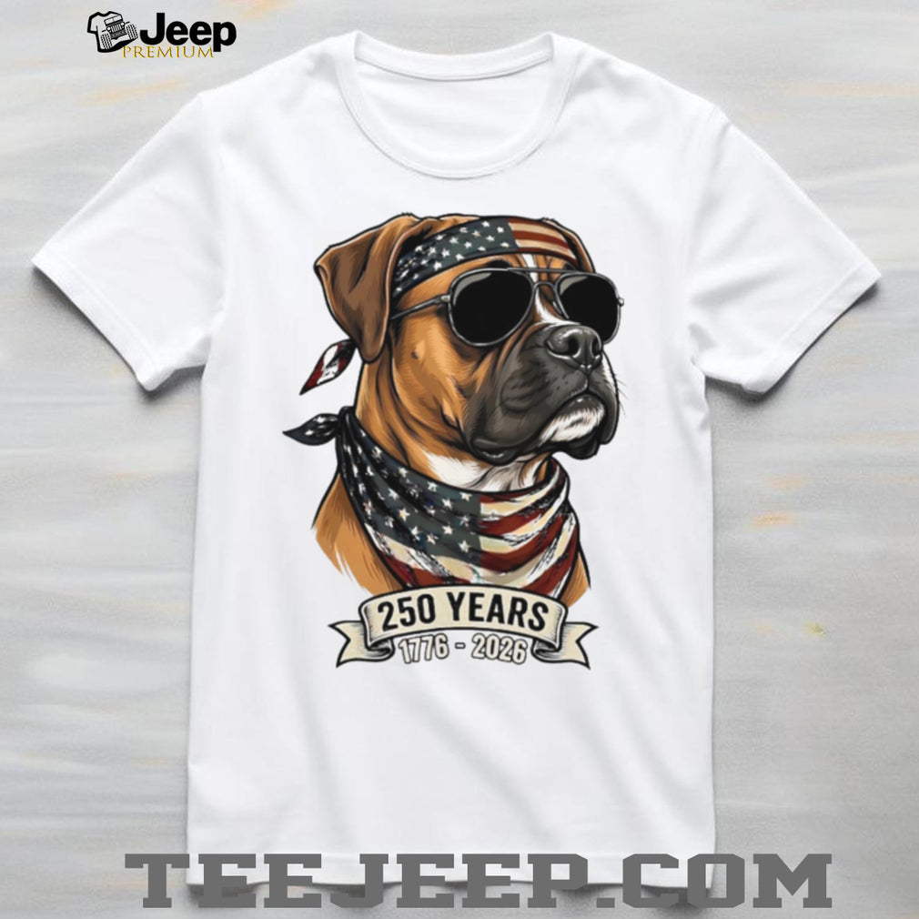 Boxer Dog 250 Years American Flag Sunglasses T Shirt