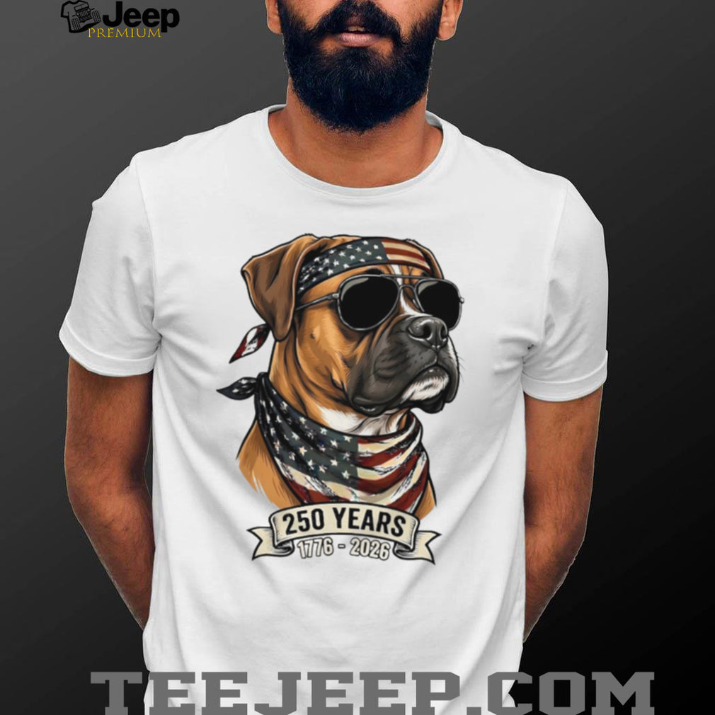 Boxer Dog 250 Years American Flag Sunglasses T Shirt