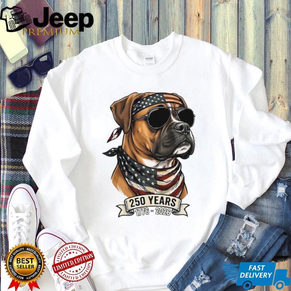 Boxer Dog 250 Years American Flag Sunglasses T Shirt