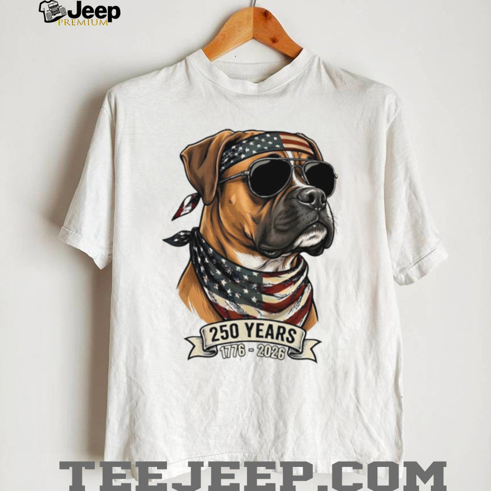 Boxer Dog 250 Years American Flag Sunglasses T Shirt