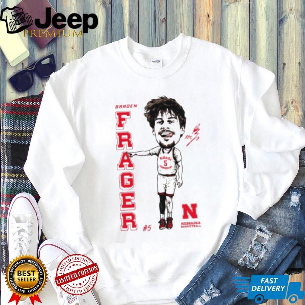 Braden Fraeger Nebraska Basketball #5 Caricature White T Shirt
