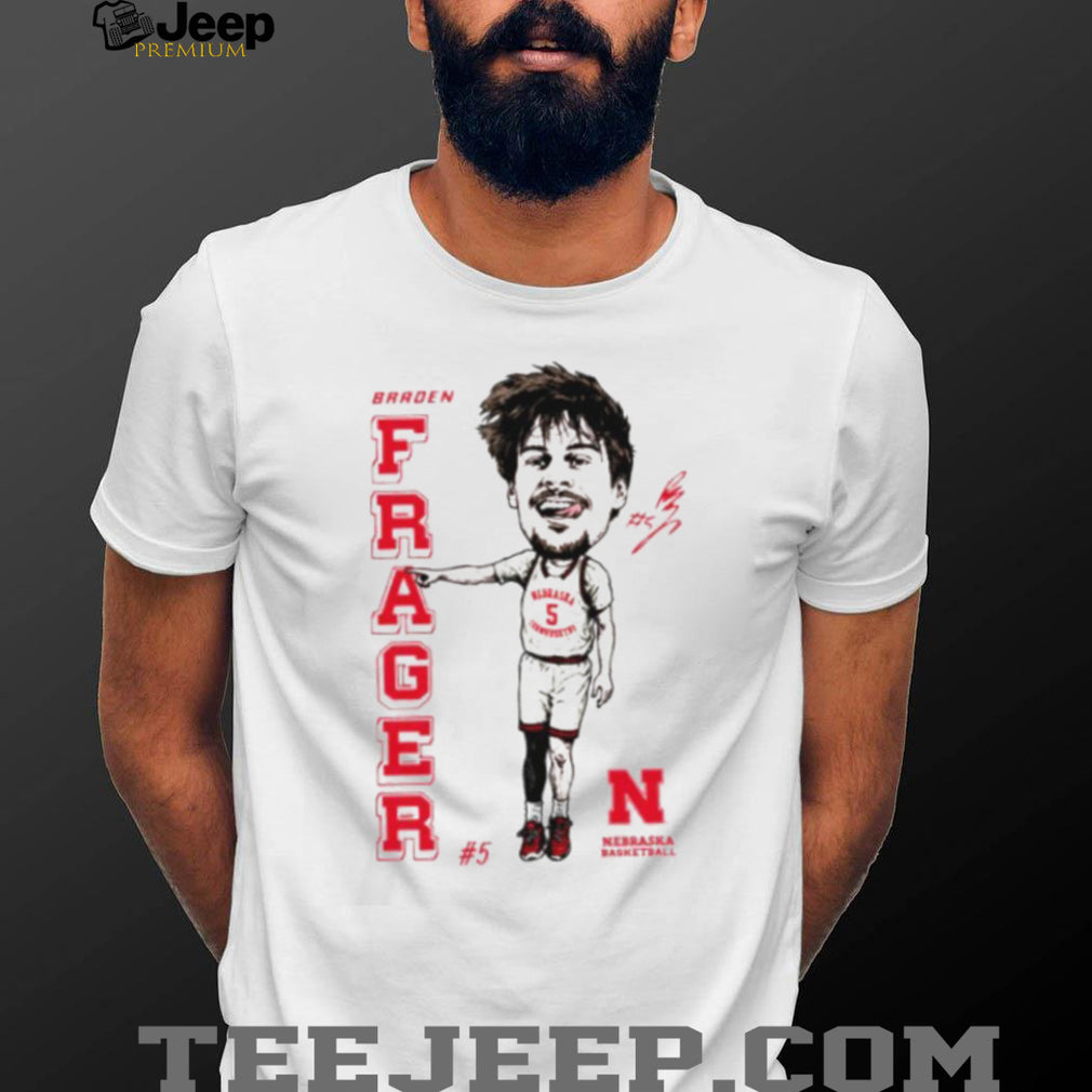 Braden Fraeger Nebraska Basketball #5 Caricature White T Shirt