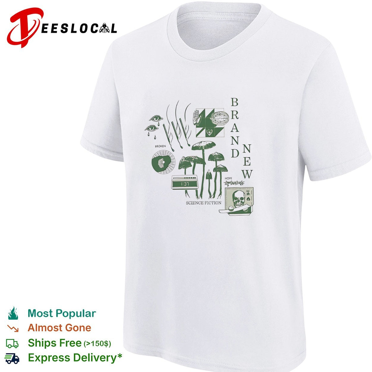 Brand New Science Fiction album eyes and mushrooms collage shirt