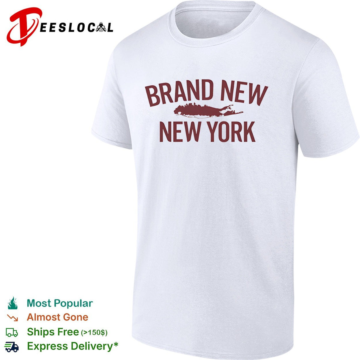 Brand New band New York fish silhouette typography shirt