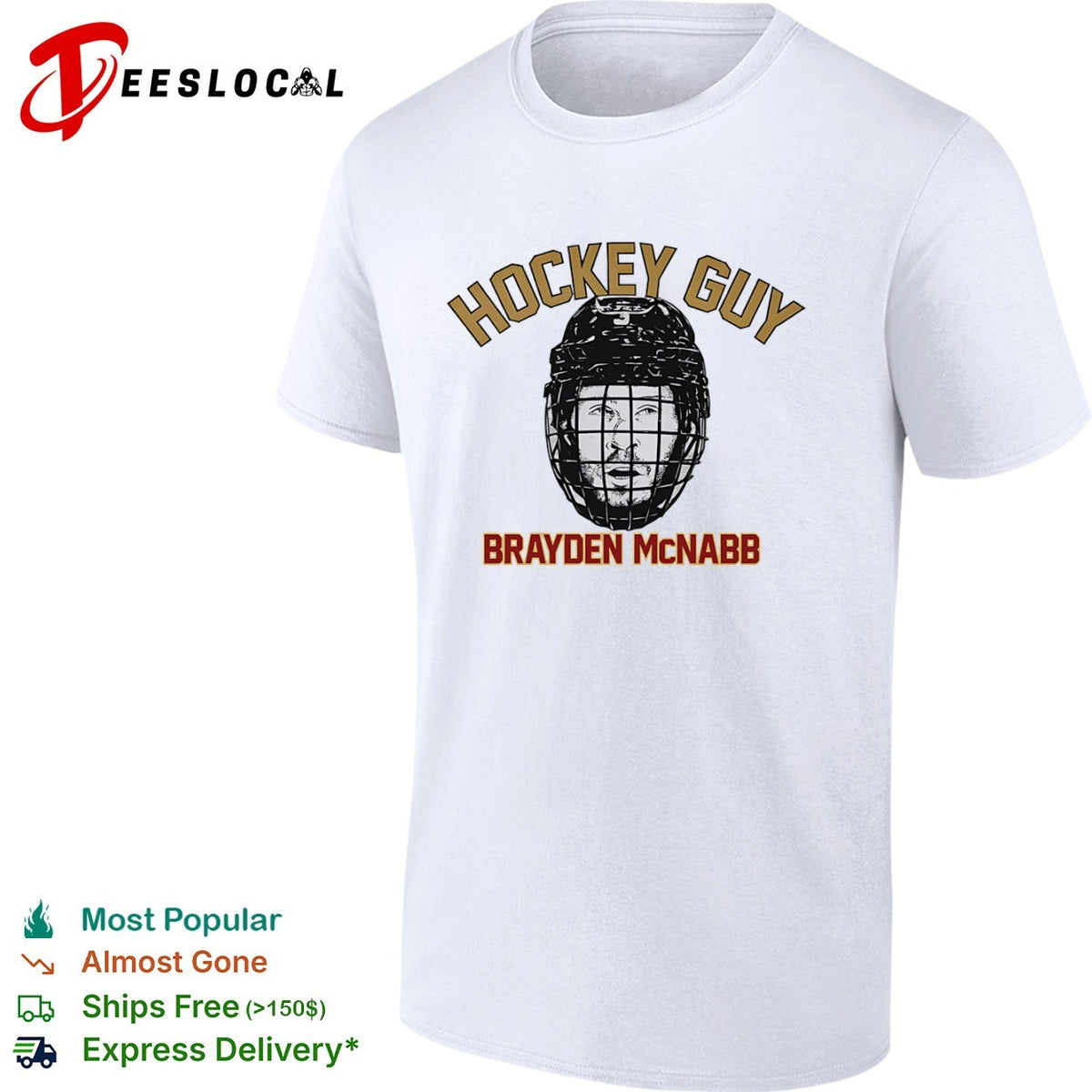Brayden McNabb Vegas Golden Knights hockey guy face helmet shirt