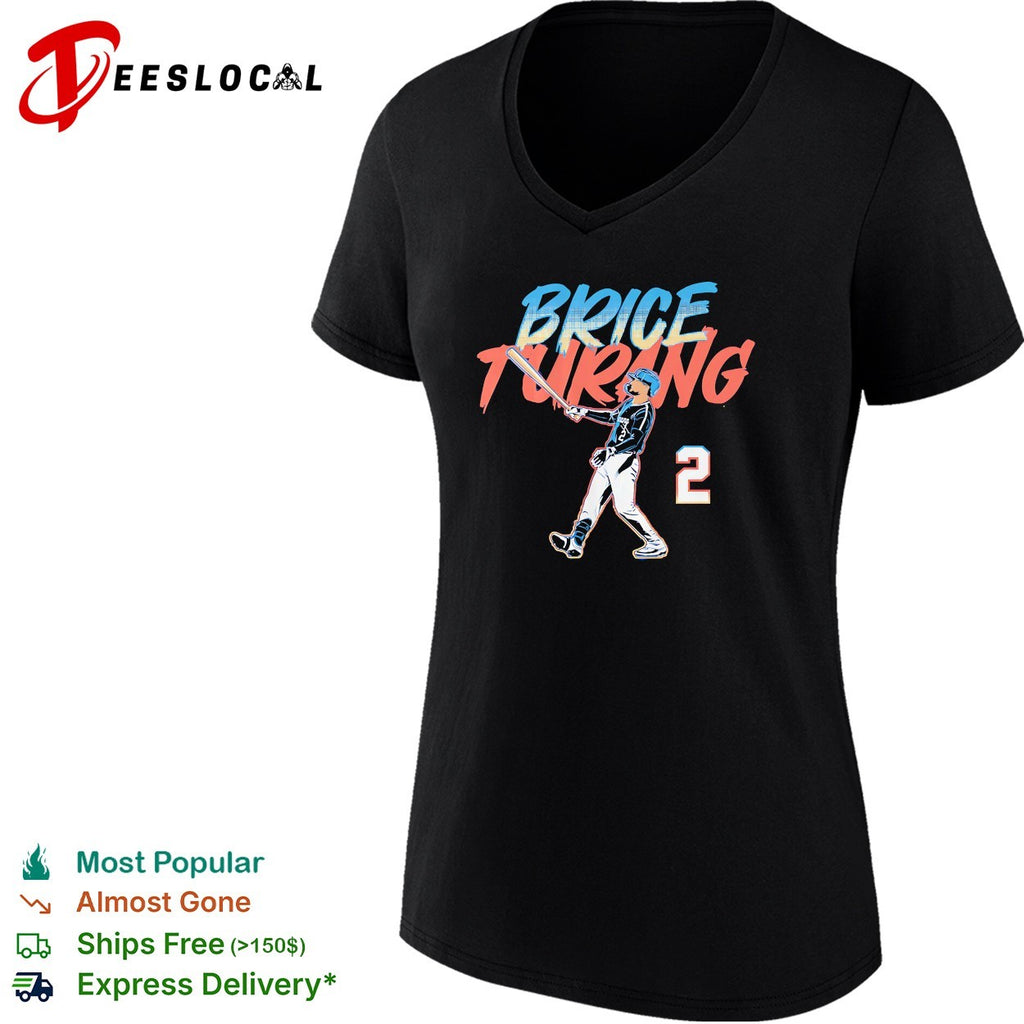 Brice Turang Milwaukee Brewers number 2 batting pose real MLB player graphic shirt