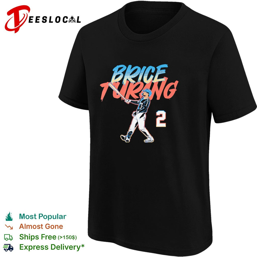 Brice Turang Milwaukee Brewers number 2 batting pose real MLB player graphic shirt