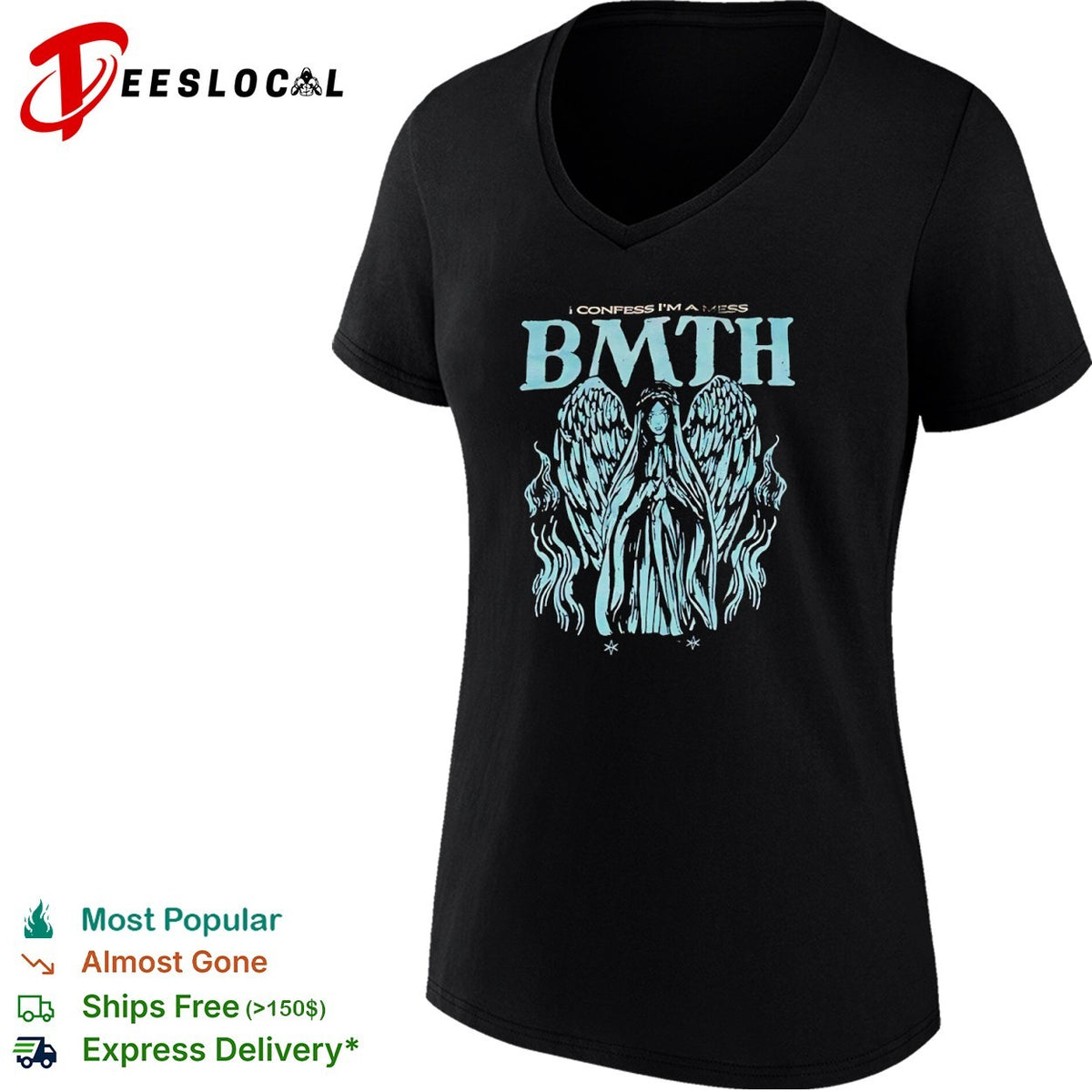 Bring Me The Horizon I confess Im a mess Angel Wings Alternative Metal Band shirt