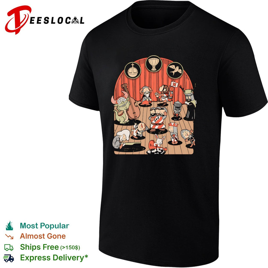 British Comedy Dance Monty Python and the Holy Grail in the style of Peanuts shirt