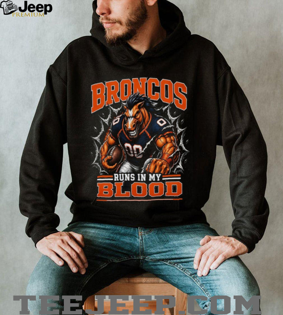 Broncos Football Runs In My Blood Vintage Retro Sports Fan Apparel For Men Women Shirt