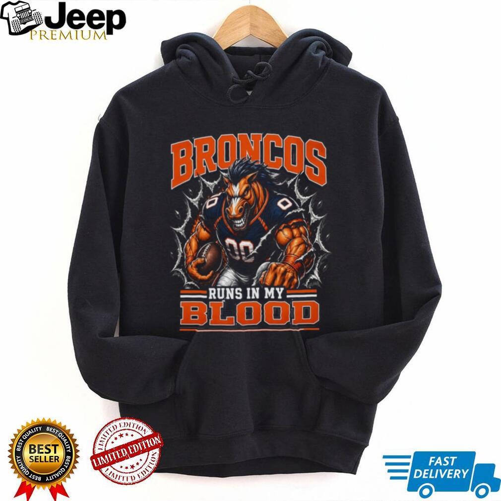 Broncos Football Runs In My Blood Vintage Retro Sports Fan Apparel For Men Women Shirt