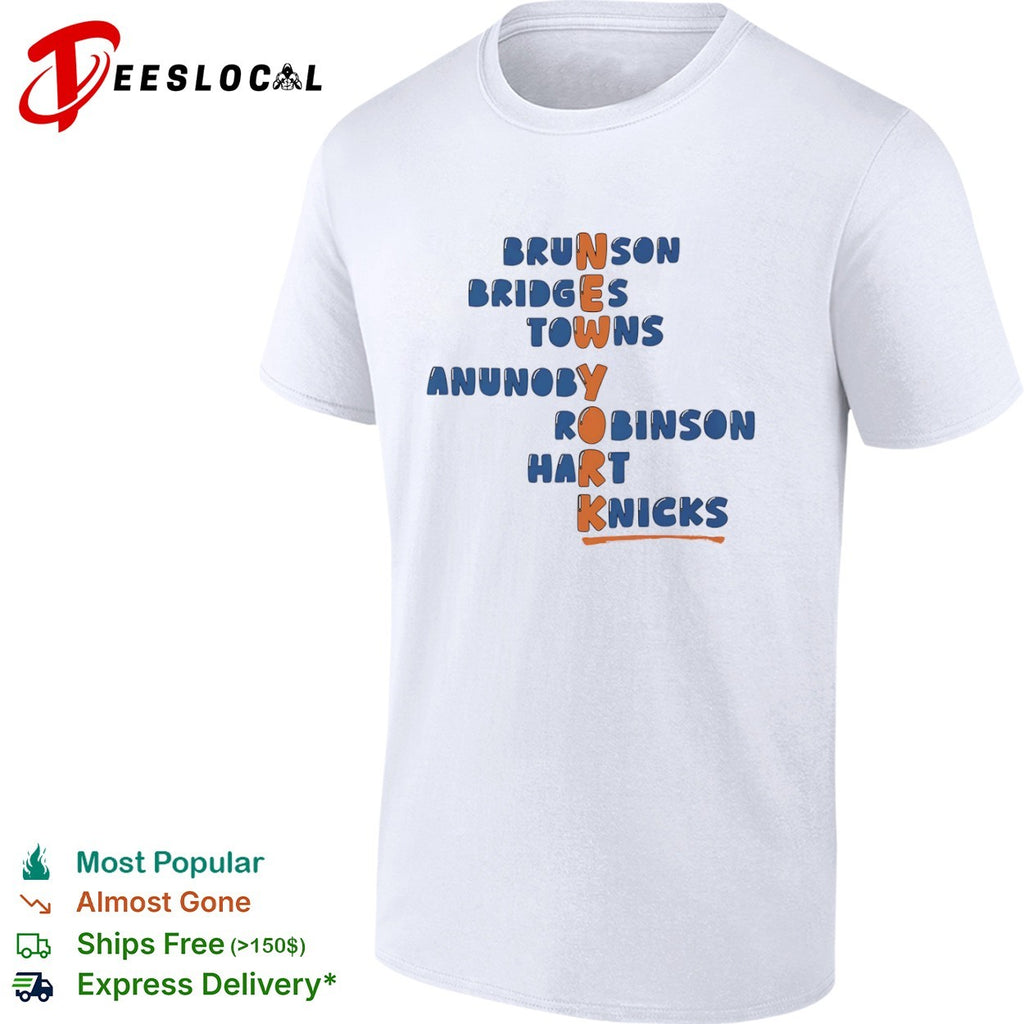 Brunson Bridges Towns Anunoby Robinson Hart Knicks New York NBA Basketball shirt